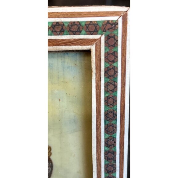 Handmade Painting Micro Mosaic Indo Persian Moorish Art Inlaid Wood Marquetry - Picture 3 of 6